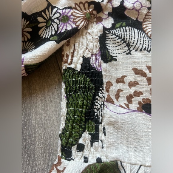 MAJE Loflower cropped organic cotton puff sleeve button down peplum top size 2/M - Picture 10 of 16